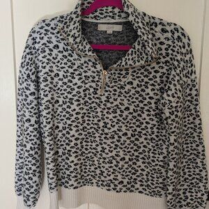 Loft Snow Leopard Half-Zip Sweatshirt